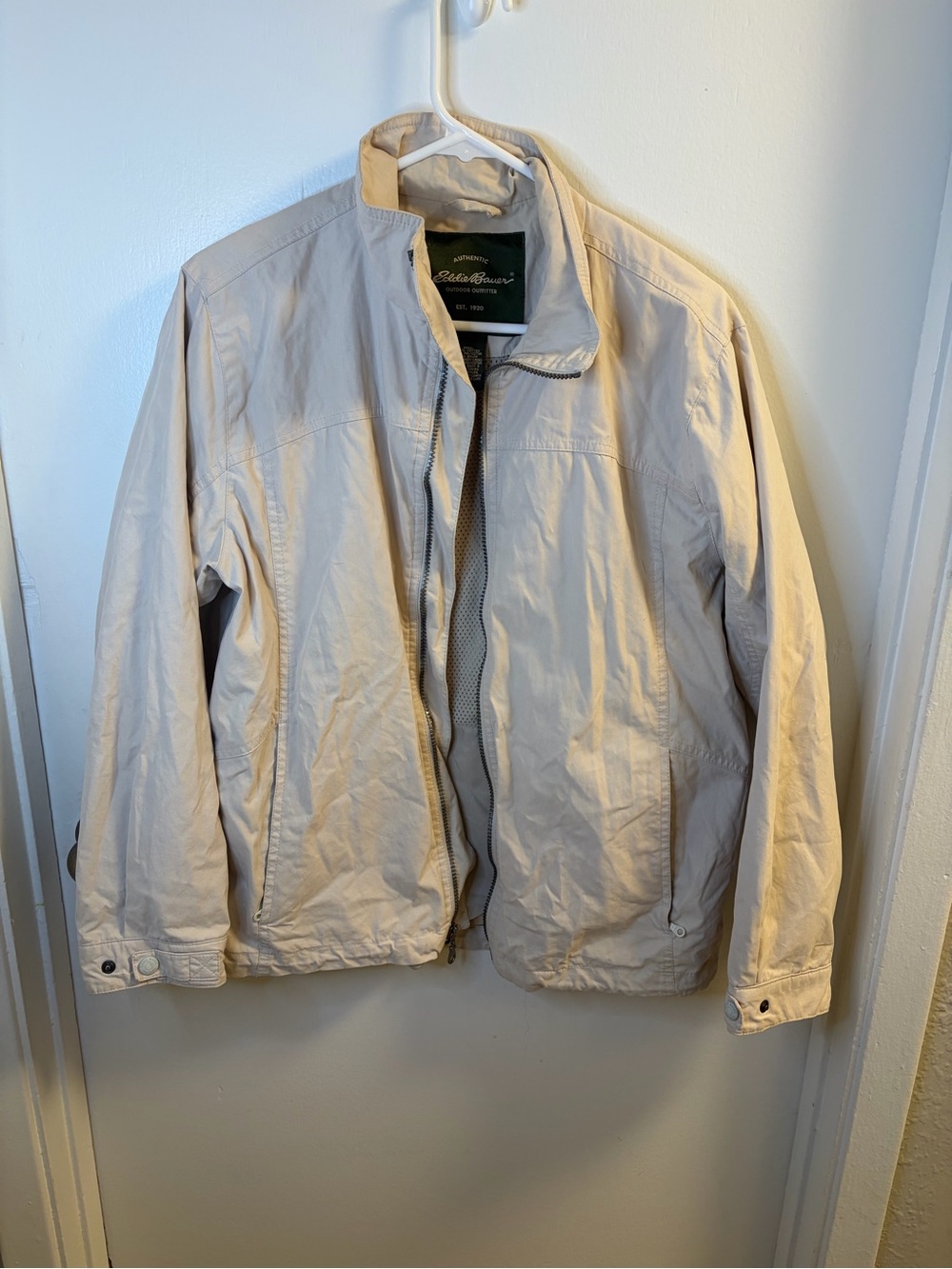 Eddie Bauer Beige Full Zip Outdoor Utility Jacket Size Large
